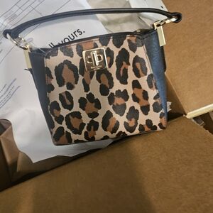 Kate Spade Leopard Print Mini Bag with Black Accents